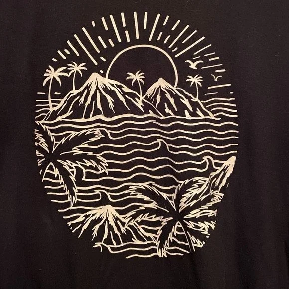 Goodfellow Black T-shirt Ocean, Mountains and Tree - Picture 2 of 4